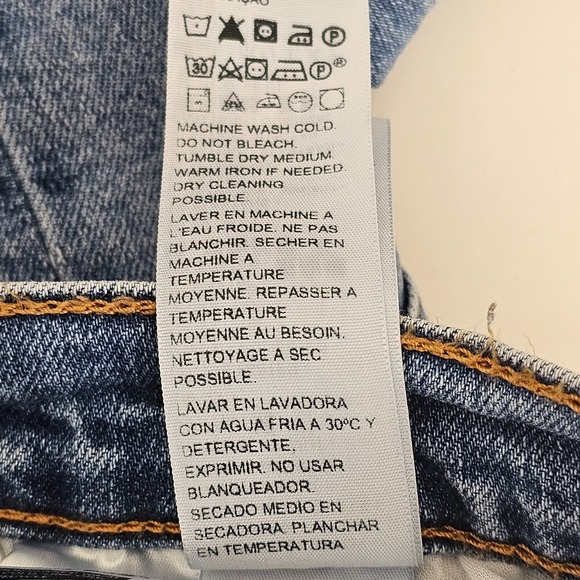 Levi's Wedgie Straight Blue Jeans Distressed Raw Hem Button Fly Women's Sz 27 - Picture 12 of 16